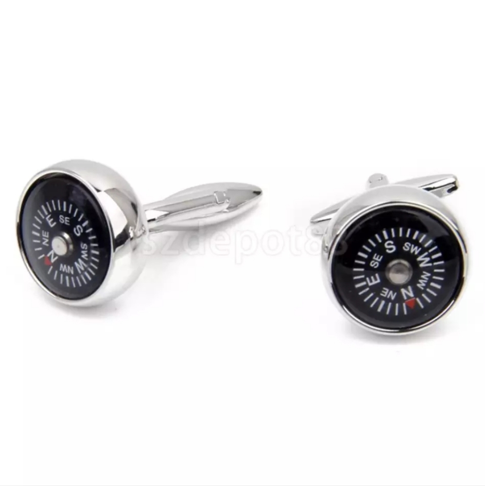 Real Working Compass French Shirt Cuff Links - Picture 3 of 8